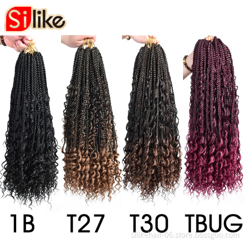 Messy Goddess Bohemian Box braids Un-ruly Synthetic Crochet Hair Bohemian Hair With Curls 12inch Boho Braided Hair Extension